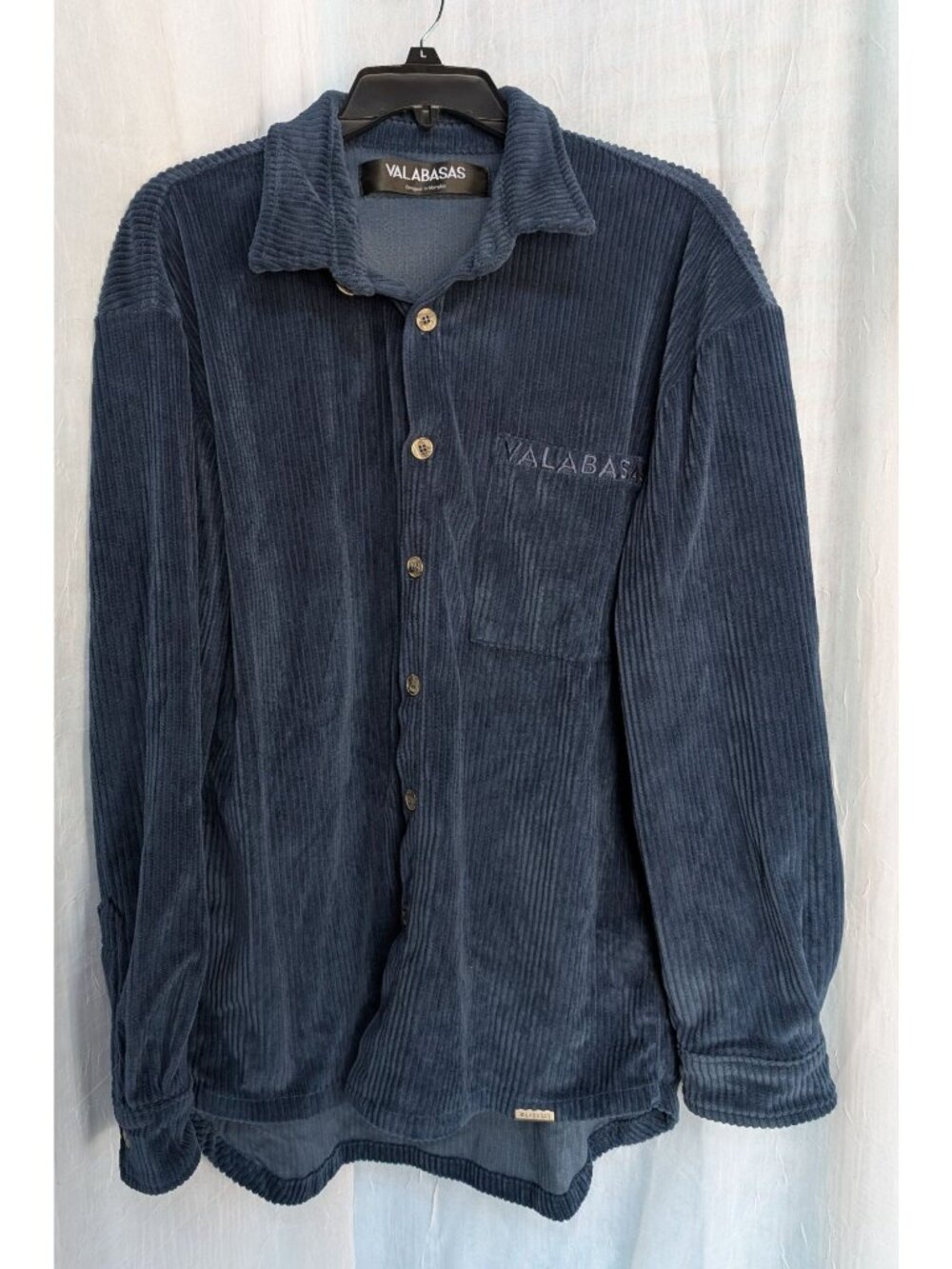 Valabasas mens corduroy long sleeve button up navy blue size M